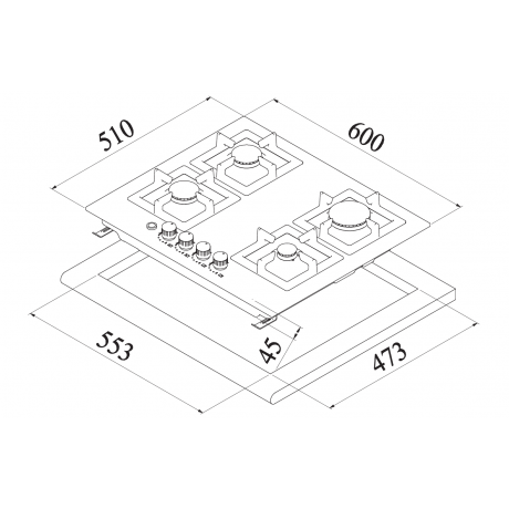 La Germania P63 3LV LAG X GPL Μικτή Εστία Υγραερίου Inox 60x51εκ. 5207001520314 